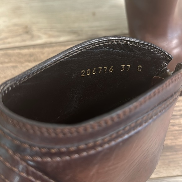 Gucci Diana Hysteria Ankle Booties Sz 6.5 (37) Light Brown Stiletto Medallion - Picture 8 of 8